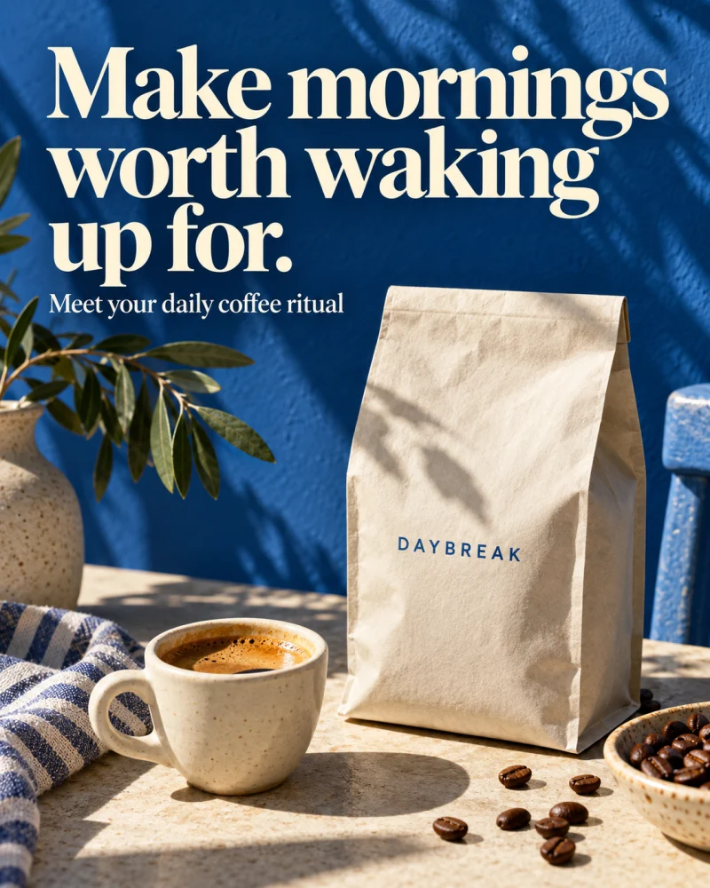 DAYBREAK coffee ad: Make mornings worth waking up for.