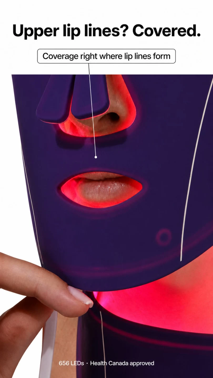 Luyors ad for its LED mask: Upper lip lines? Covered.